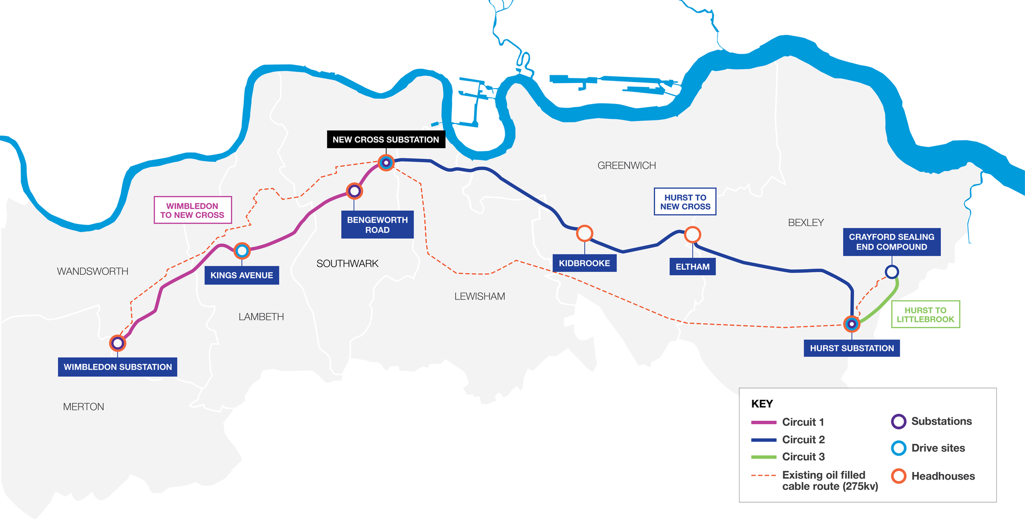 London Power Tunnels Map